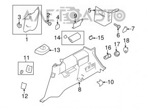 Capacul arcului drept Ford Flex 13-19 negru, zgârieturi, fără capace