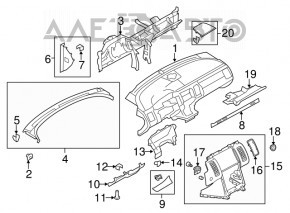 Panoul frontal al torpilei fără AIRBAG Ford Flex 09-19 gri, crăpat, tăiat.