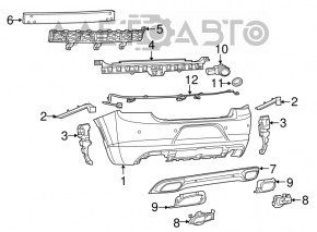 Bara spate goală Dodge Charger 15-20, recondiționată pentru senzori de parcare