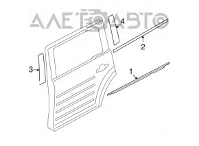 Garnitură ușă-sticlă spate centrală dreapta Ford Flex 09-19 negru.