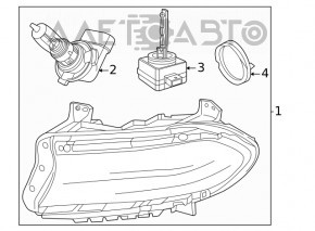 Far stânga față goală Dodge Charger 15-20 restilizat cu halogen și suport.