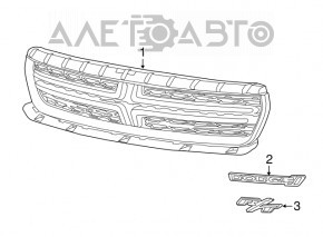 Grila radiatorului Dodge Charger 15-20 restilizat crom