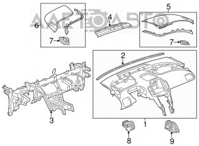 Torpedo panoul frontal cu AIRBAG pentru Chevrolet Volt 11-15, negru cu capac pentru pernă, inserție aurie.