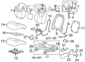 Водительское сидение Chevrolet Volt 11-15 без airbag, механическое, тряпка, серое, потерто