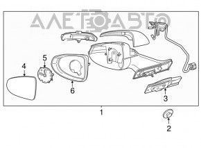 Oglindă laterală stângă Chevrolet Volt 11-15, 7 pini, semnalizator, roșu