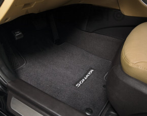 Set de covorașe pentru interiorul Hyundai Sonata 11-15, material textil negru, pentru curățare.