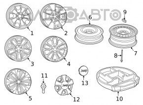 Запасное колесо докатка Jeep Cherokee KL 14- R17 165/80, компактная