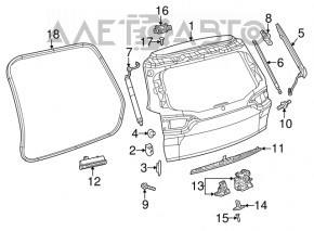 Ușa portbagajului gol Jeep Cherokee KL 14-18 pentru cameră, alb PW7