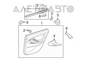 Capacul ușii card spate dreapta Toyota Camry v40, piele gri, zgârieturi.