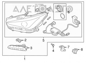 Far dreapta fata goala Infiniti Q50 16-19 fara AFS, LED, nisip, pentru polizare