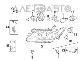 Фара передняя левая Toyota Camry v40 07-09 голая, hybrid, галоген, под полировку