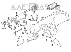 Panoul frontal al torpilei fără AIRBAG pentru Infiniti Q50 14-17, negru, BOSE, zgârieturi.