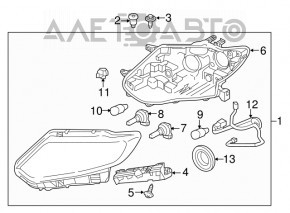 Фара передняя левая Nissan Rogue 17- галоген, с креплением, полез лак, песок