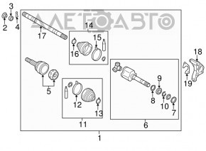 Axul cu roți față dreapta Nissan Leaf 13-17 are un manșon rupt la interiorul garniturii.