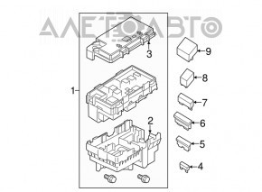 Blocul de siguranțe sub capotă pentru Jeep Cherokee KL 14-18 2.4, 3.2