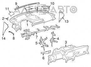 Panoul frontal al torpilei fără AIRBAG pentru Lexus CT200h 11-17, negru