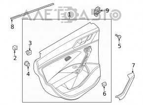 Panoul ușii spate stânga VW Jetta 19- cu inserție din plastic negru, cotier din piele, zgârieturi, lovituri.