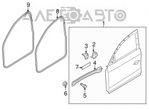 Дверь голая передняя левая Audi A4 B8 08-16 черный LY9B тычки, крашена