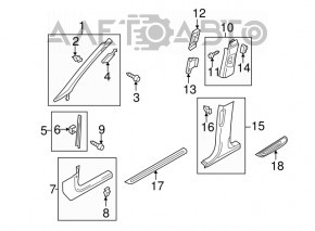 Elemente exterioare prag stânga spate Audi A4 B8 08-16 sedan, negru, cu ornamente cromate, uzate