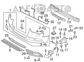 Bara fata goala Audi A4 B8 13-16 restilizat cu suport pentru stropitoare faruri, noua, originala OEM.