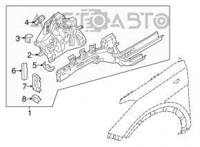 Partea din față stânga a Hyundai Santa FE Sport 13-18 pe caroserie, albă.