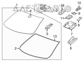 Лобовое стекло Chevrolet Malibu 16-18 под датчик дождя, вохдух по кромке, песок