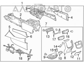 Consola centrală cu cotieră și suporturi pentru pahare Cadillac CTS 14- piele neagră, zgârieturi, vopsea cojită