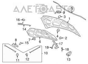 Bara de capota dreapta Chevrolet Bolt 17- pe capota noua OEM originala.