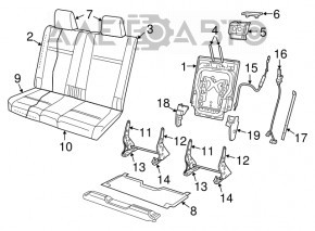 Rândul din spate al locurilor 2 al Dodge Journey 11 - material textil negru, manual.