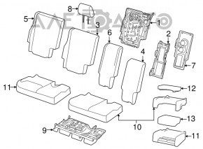 Rândul din spate al scaunelor, al treilea rând, Dodge Journey 11 - material textil negru