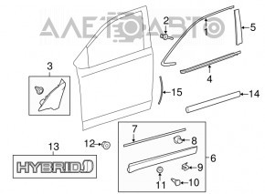 Moldură ușă-sticlă față dreapta centrală Toyota Highlander 14-19 nouă originală OEM