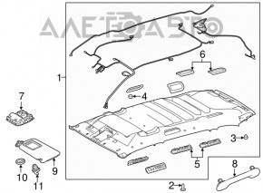 Plafonul de iluminare frontal pentru Toyota Highlander 14-19 bej, sub trapă.