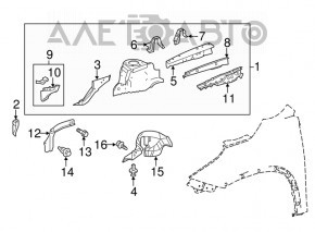 Partea din față stânga Toyota Highlander 14-19.