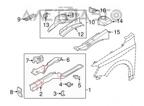 Bara din față stânga VW Jetta 11-18 SUA albă pe caroserie.