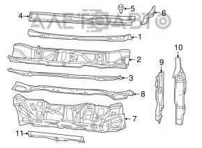 Capacul grilei stergatoarelor Chrysler 200 15-17 s-a rupt fixarea