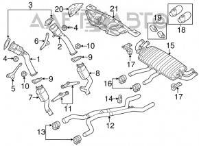 Silentioză spate a baieții Porsche Cayenne 958 11-17 4.8 Turbo cu 4 tuburi