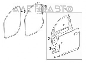 Ușa goală din față stânga a unui Chevrolet Equinox 10-17 alb WA8624, rugina, zgârieturi