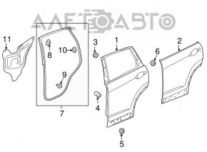 Ușă asamblată spate stânga Honda CRV 12-16 albastru BG62M, pârghie