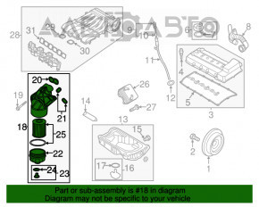 Corpul filtrului de ulei VW Passat b8 16-19 USA 3.6