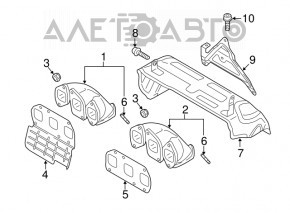 Коллектор выпускной цилиндр 1-3 VW Passat b7 12-15 USA 3.6