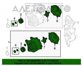 Generatorul VW Passat b7 12-15 SUA diesel, defect al cipului.