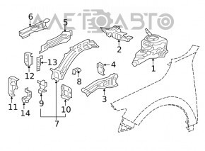 Partea din față dreapta Honda Insight 19-22 grafit pe caroserie.