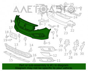 Бампер передний голый Honda Civic X FC 19-21 синий B-607M, потёрт