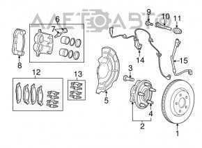 Placă de frână față dreapta Jeep Grand Cherokee WK2 11-21 cod br1, br6