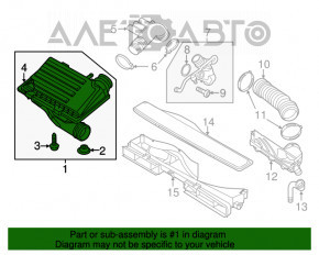 Corpul filtrului de aer VW Jetta 11-18 USA 1.4T hibrid, suporturile sunt rupte.