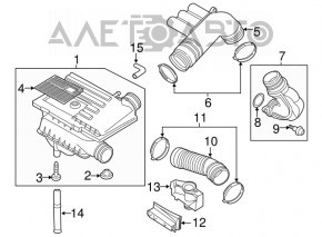 Corpul filtrului de aer VW Jetta 11-18 USA 1.4T, suportul este rupt.