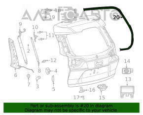 Garnitura de cauciuc pentru ușa portbagajului Jeep Cherokee KL 19-21