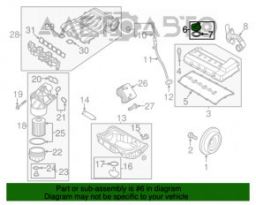 Capacul gâtului de umplere a uleiului VW Jetta 11-18 SUA 2.5