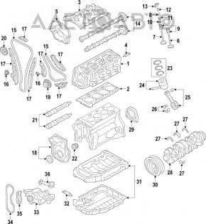 Tensorul lanțului de distribuție pentru lanțul mic Audi A4 B9 17- 1.8T, 2.0T