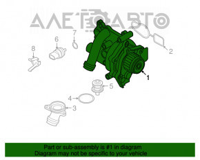 Помпа охлаждения с корпусом термостата в сборе VW Tiguan 09-17 пластик, дефект корпуса